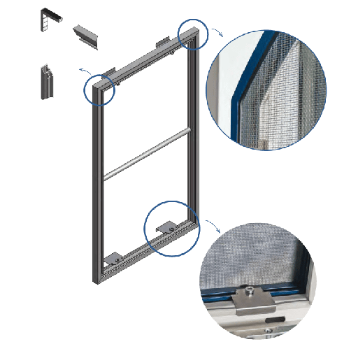 [100729] Moustiquaire Ral 7001 841mm x 883mm